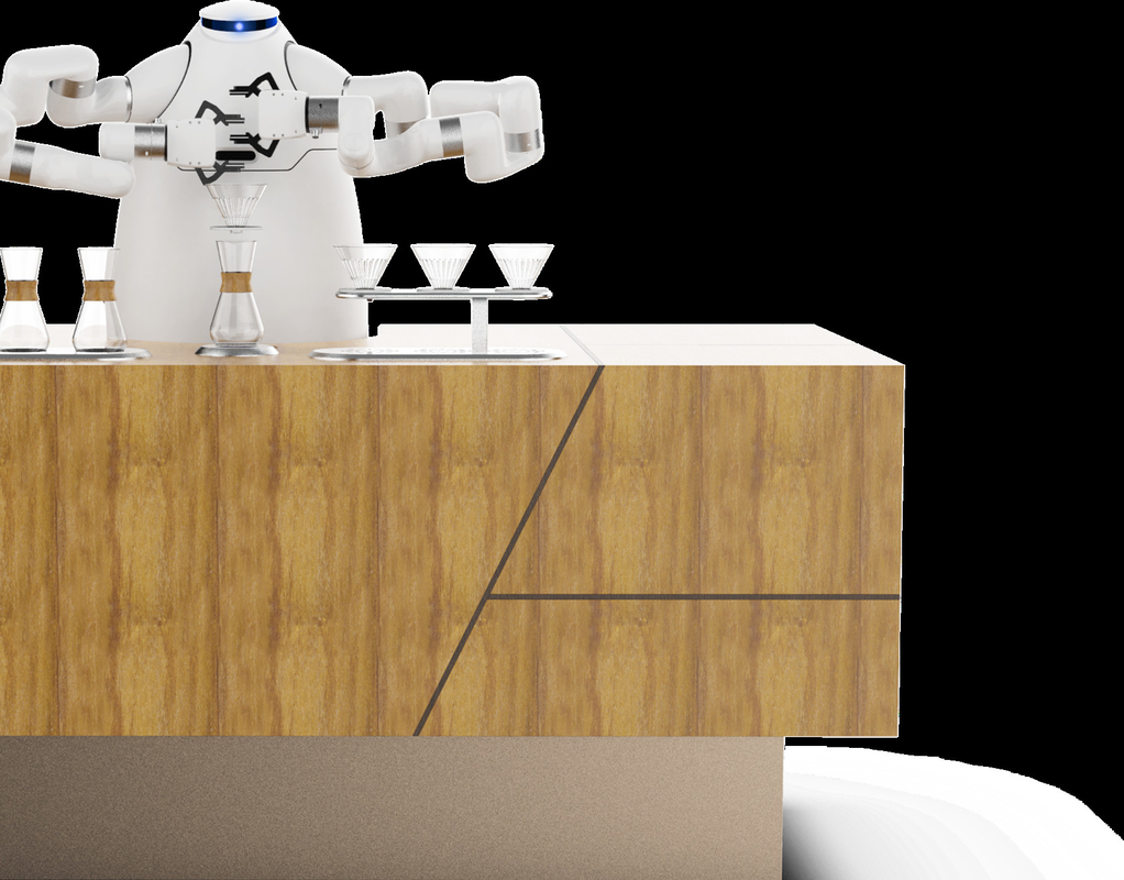 El fabricante RJ45 HDMI de la máquina del café del brazo del robot interconecta el robot artesanal del Latte del café en las olimpiadas de invierno