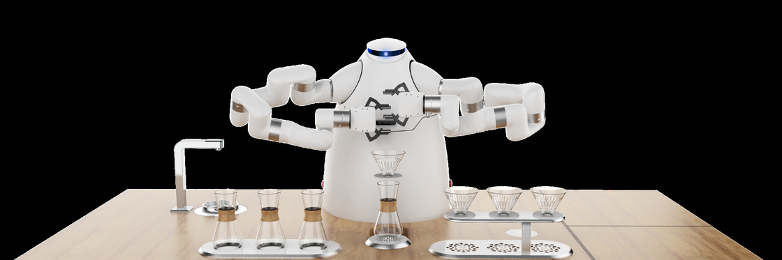 El fabricante RJ45 HDMI de la máquina del café del brazo del robot interconecta el robot artesanal del Latte del café en las olimpiadas de invierno